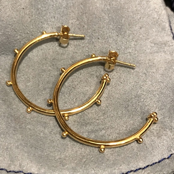 18k Gold Medium Hoop Earrings by Temple St Clair - Picture 6 of 8